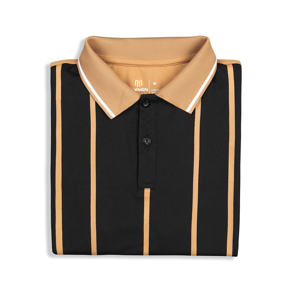 Áo thun Polo nam Lux M501 MIXMEN thiết kế tay ngắn cổ tròn, vải cotton CVC chống nhăn, phối sọc dọc thời trang