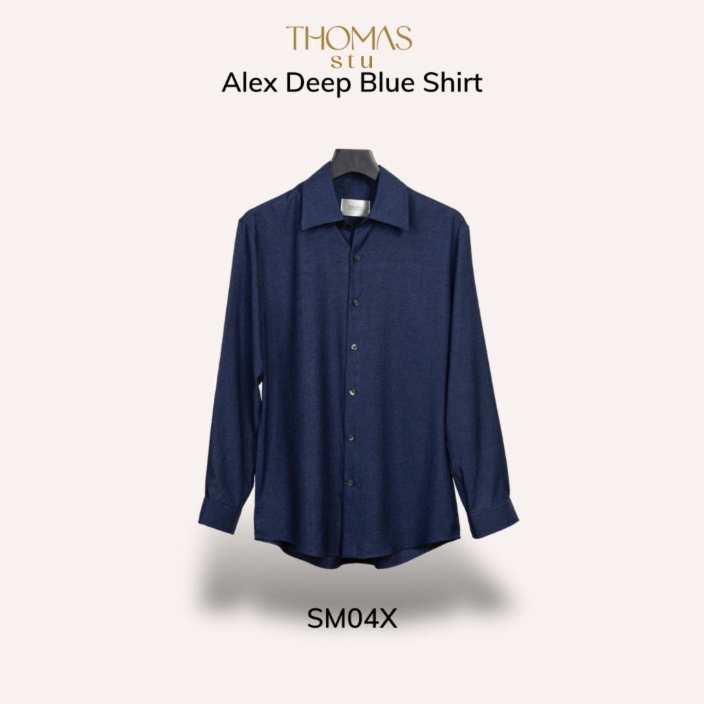 Áo sơ mi nam dài tay THOMAS STU simple live gentle mind cao cấp thoáng mát cao cấp Alex Deep Blue Shirt SM04X