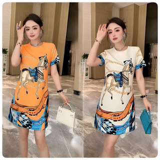 ( HÀNG QUẢNG CHÂU CAO CẤP ) ĐẦM SUÔNG FORM XÒE CHỮ A, MAY 2 LỚP – HỌA TIẾT SANG CHẢNH