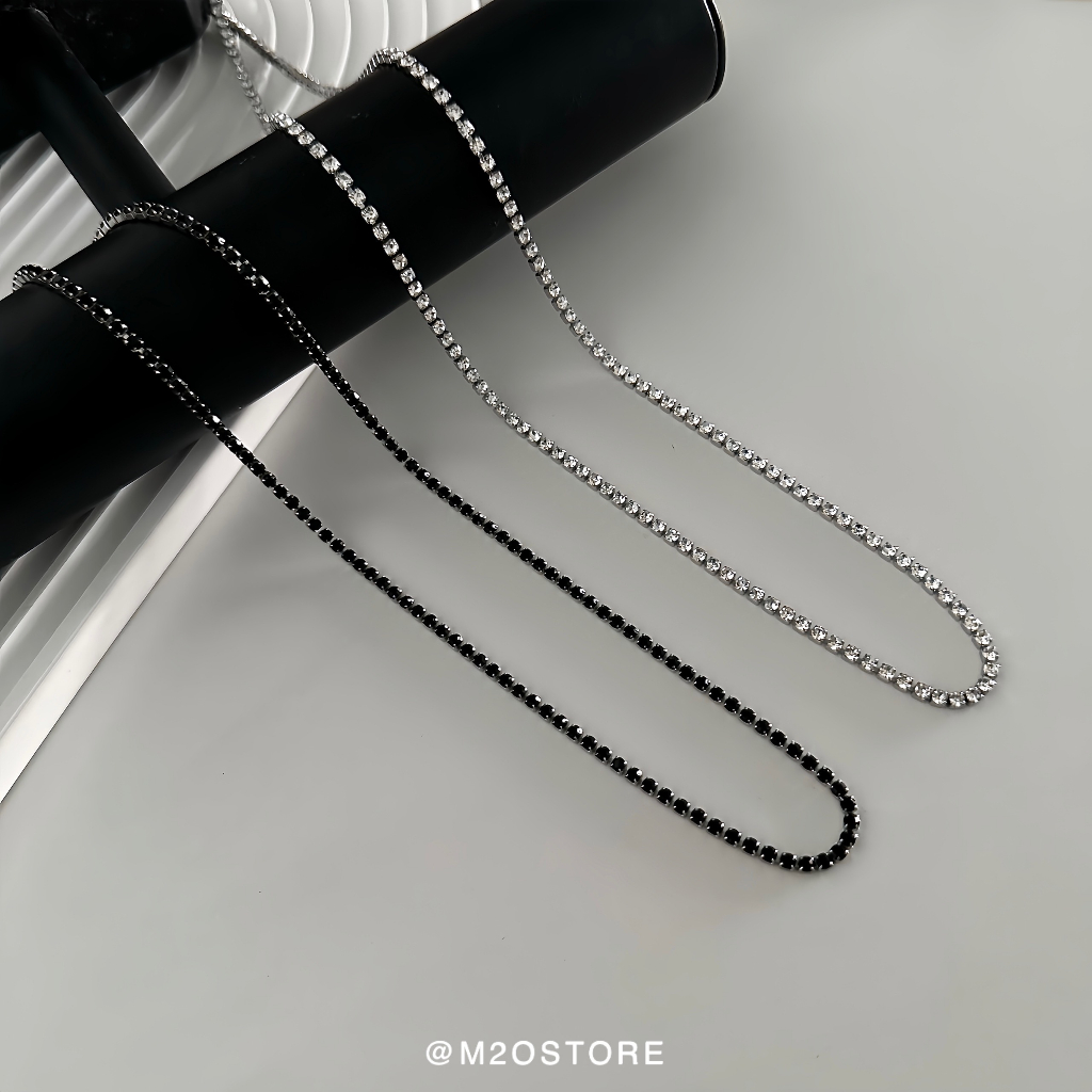 Dây Chuyền Tennis Đính Đá Zircon Bling Bling,Vòng Cổ Nam Nữ M20store Thép Titan Chống Gỉ Bụi Bặm