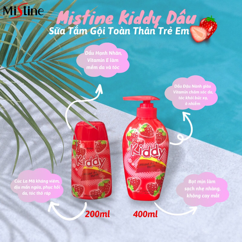 SỮA TẮM GỘI TOÀN THÂN TRẺ EM  MISTINE KIDDY HƯƠNG DÂU 400ML