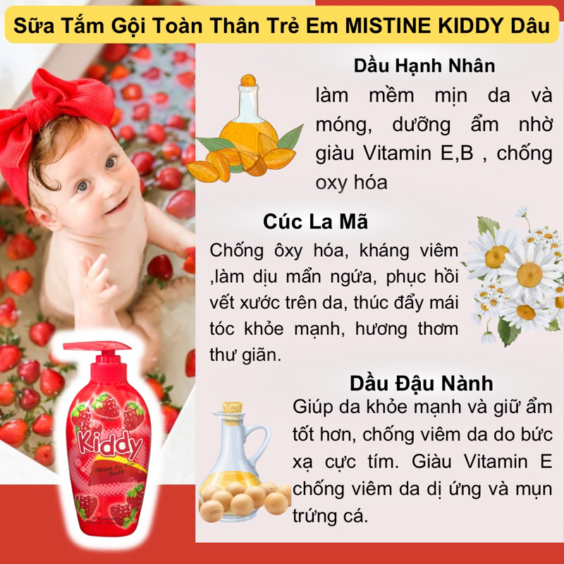 SỮA TẮM GỘI TOÀN THÂN TRẺ EM  MISTINE KIDDY HƯƠNG DÂU 400ML