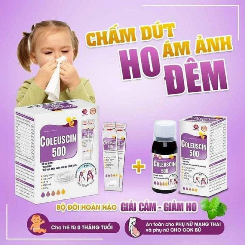 Siro ho, sổ mũi Coleuscin dùng được cho trẻ sơ sinh và phụ nữ có thai.