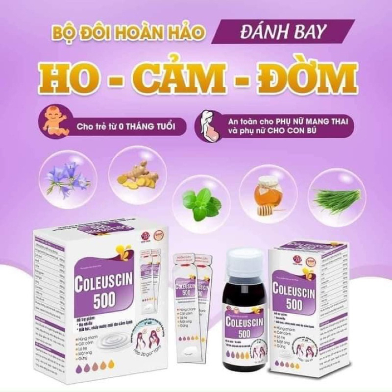Siro ho, sổ mũi Coleuscin dùng được cho trẻ sơ sinh và phụ nữ có thai.
