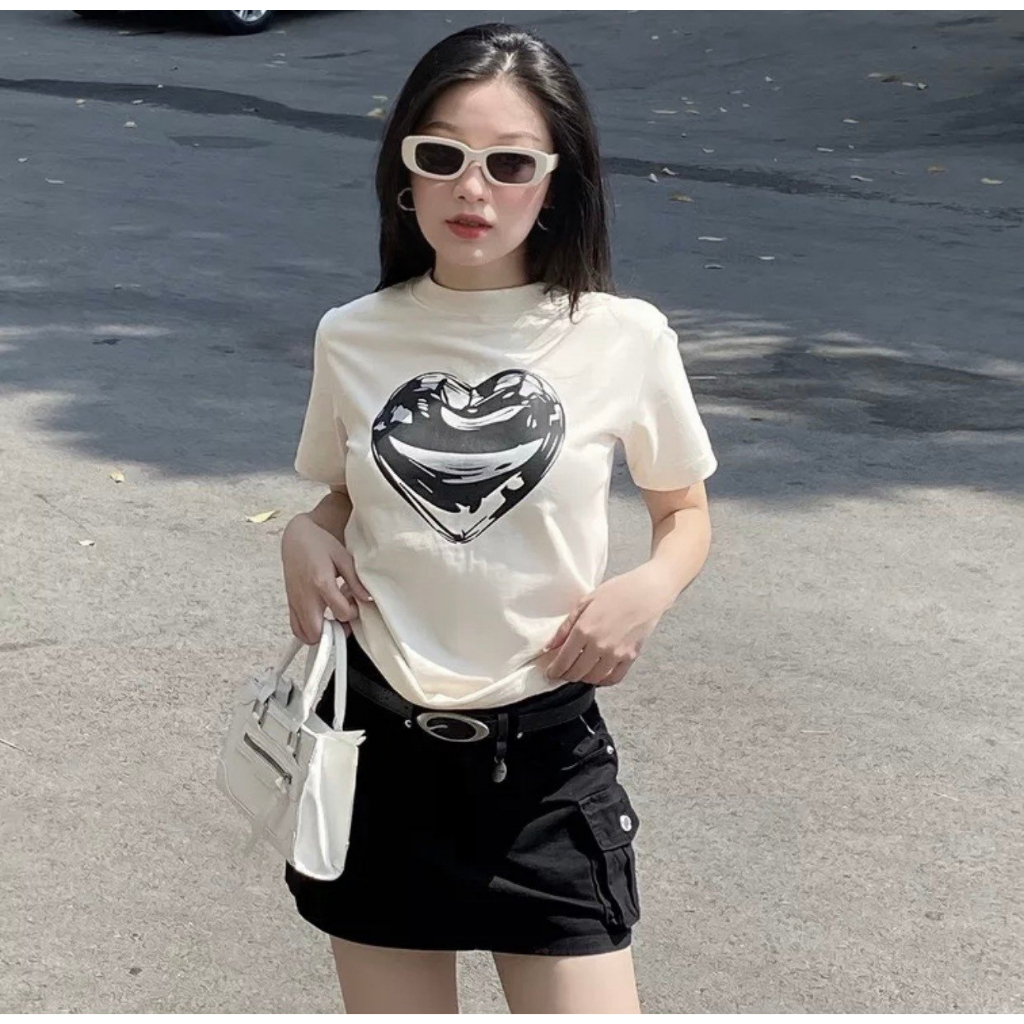 Áo thun nữ baby tea chất cotton cộc tay cổ tròn ulzzang