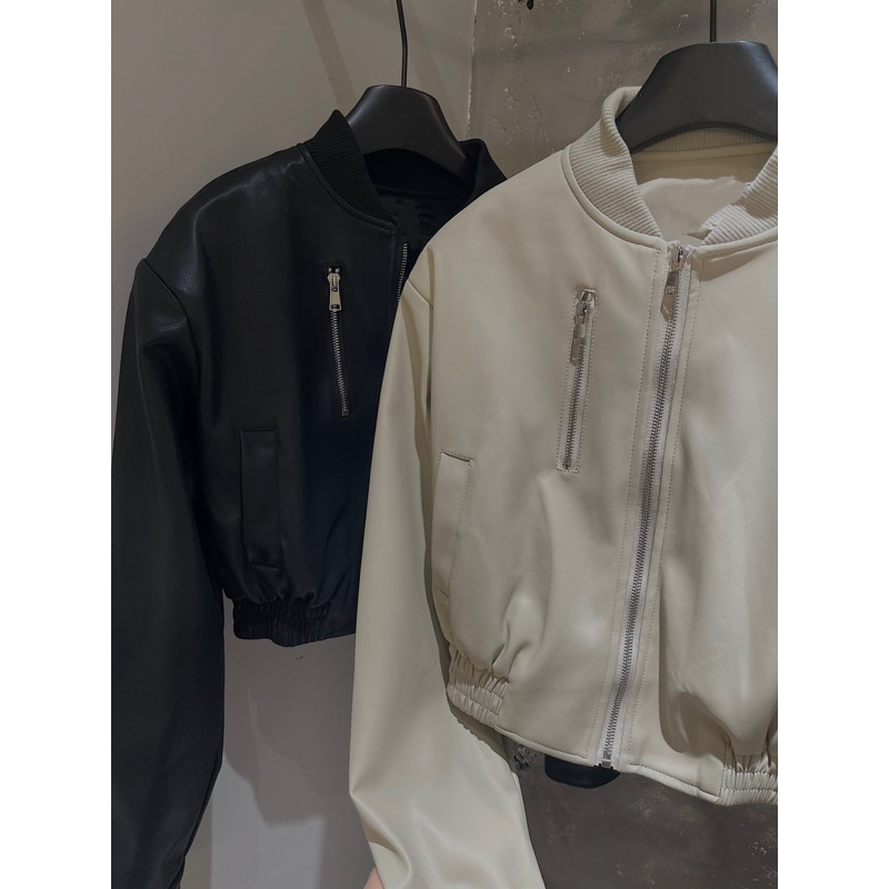 Áo khoác bomber da chất như nước cất