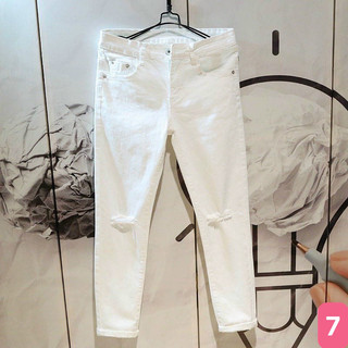 Quần jean nam rách gối màu trắng trơn chất bò cao cấp co dãn 4 chiều đẹp form dáng skinny boy phố Havado 7 mẫu mới