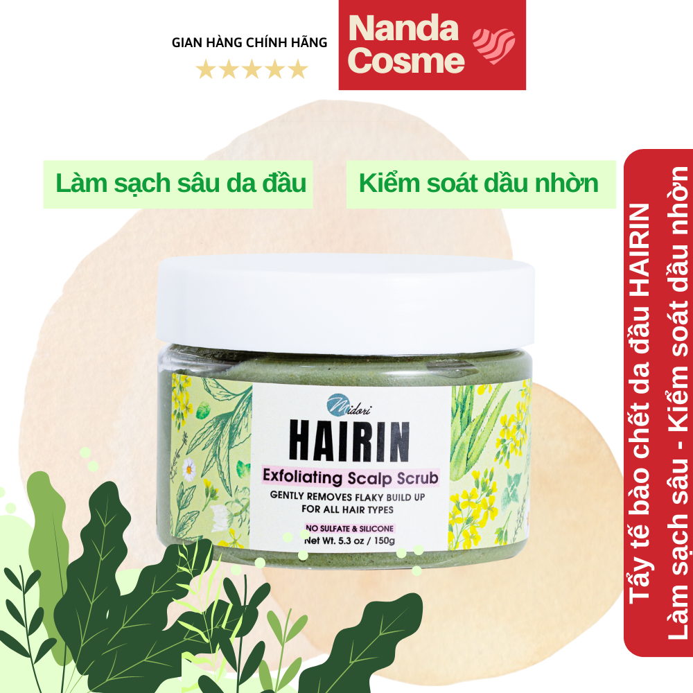 Tẩy tế bào chết da đầu HAIRIN kiềm dầu tăng độ phồng tóc và làm sạch sâu 150g