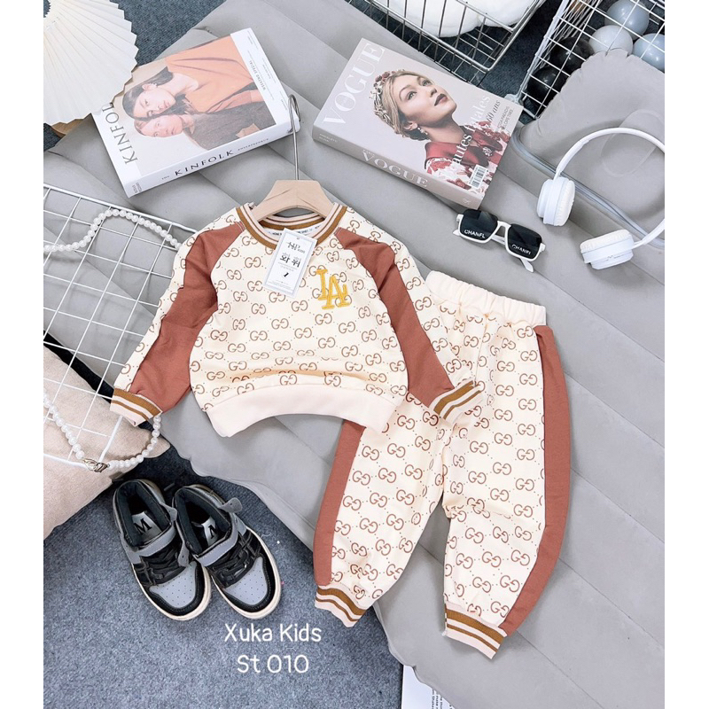 Sét bộ quần áo dài tay vải da cá cho bé trai ,bé gái