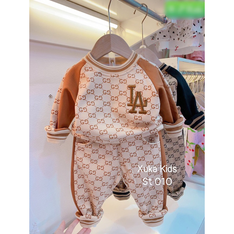 Sét bộ quần áo dài tay vải da cá cho bé trai ,bé gái