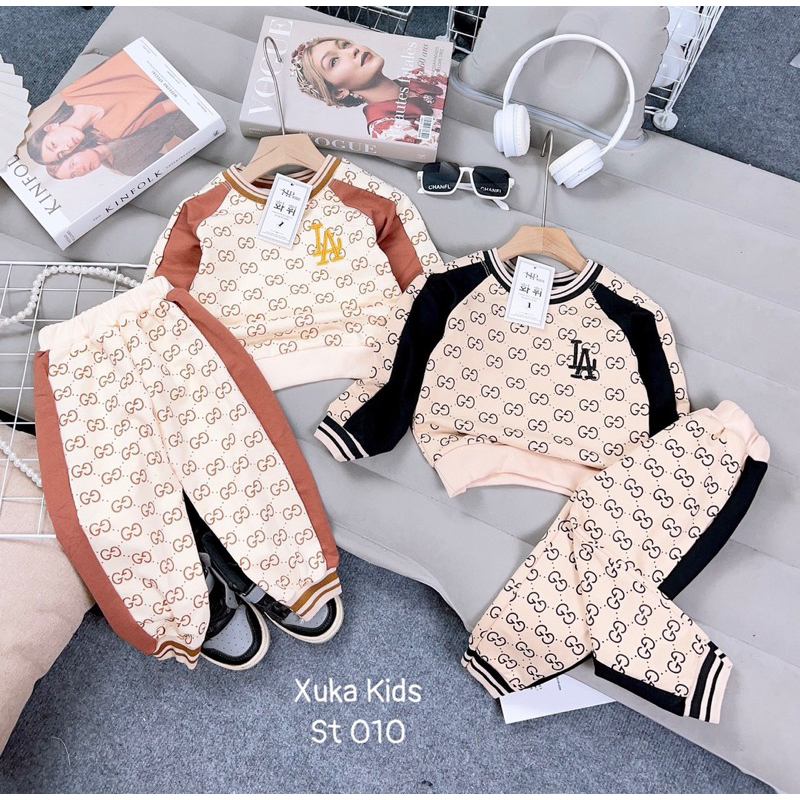 Sét bộ quần áo dài tay vải da cá cho bé trai ,bé gái