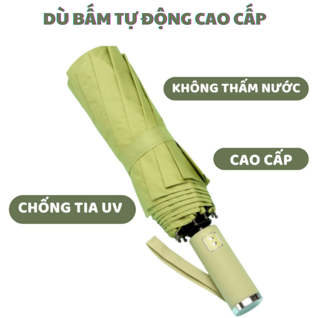 Dù gấp gọn (CÒN ÍT XÃ), ô tự động 2 chiều có nút đóng mở gấp gọn chống tia UV che nắng, che mưa