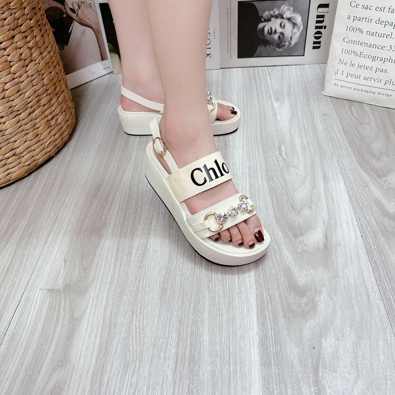 Sandal chloe quai chữ ngang đế bánh mỳ fullbox hàng quảng châu cao cấp