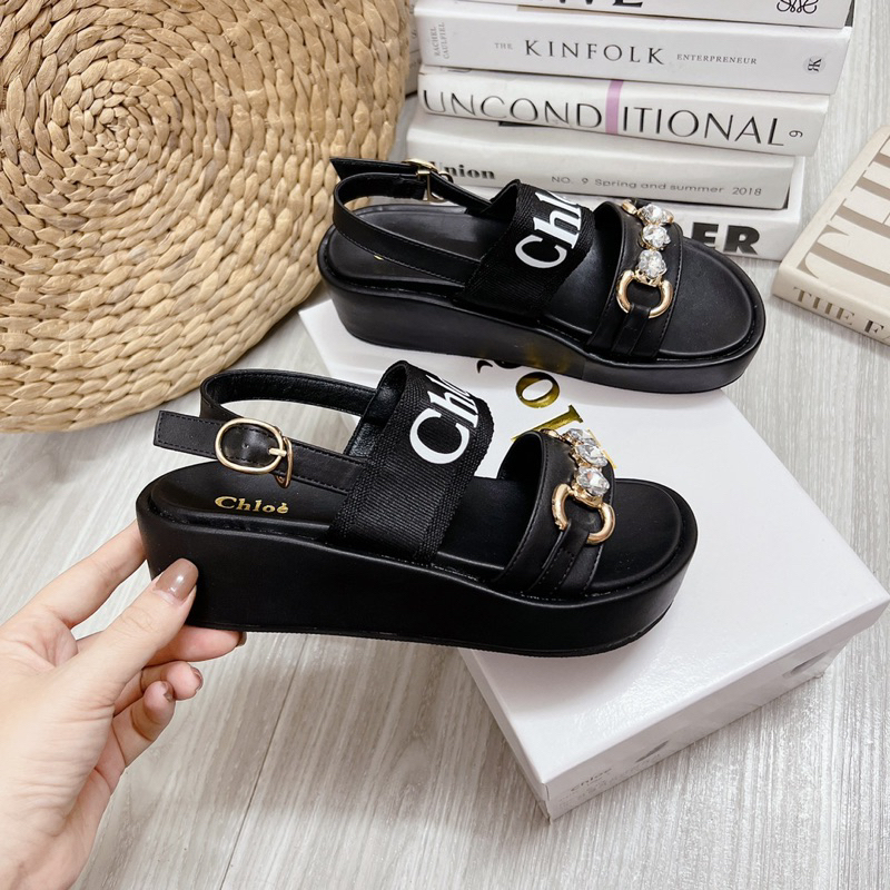 Sandal chloe quai chữ ngang đế bánh mỳ fullbox hàng quảng châu cao cấp