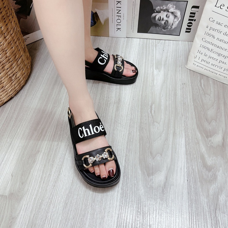 Sandal chloe quai chữ ngang đế bánh mỳ fullbox hàng quảng châu cao cấp