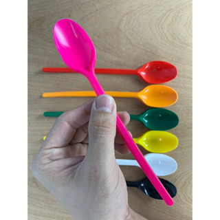 Sỉ Muỗng nhựa màu HỒNG 15cm hoặc 20cm dùng cho trà sữa nước uống các loại