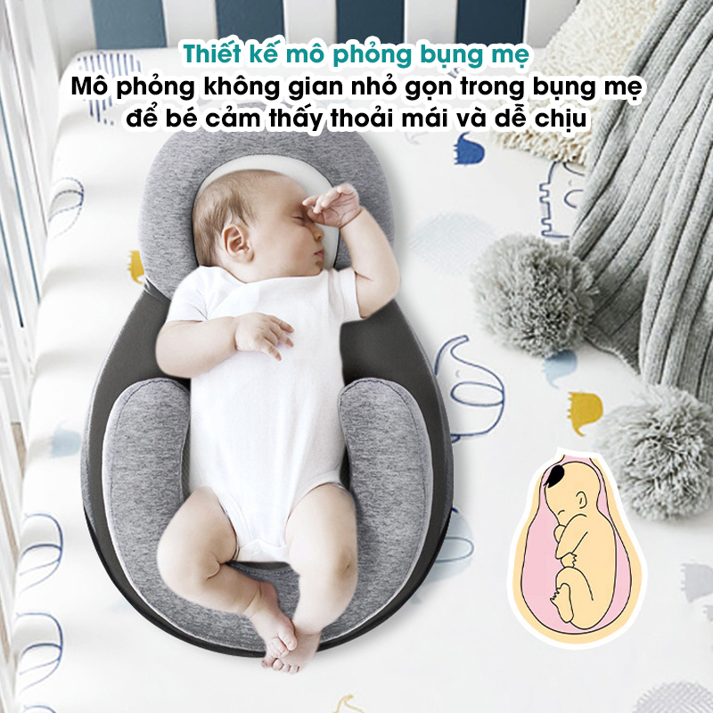 Gối Chống Trào Ngược Cho Trẻ Sơ Sinh Mumkid Chất Liệu Cotton, Polyester An Toàn Cho Bé, Đệm Ngủ Đúng Tư Thế Cho Bé