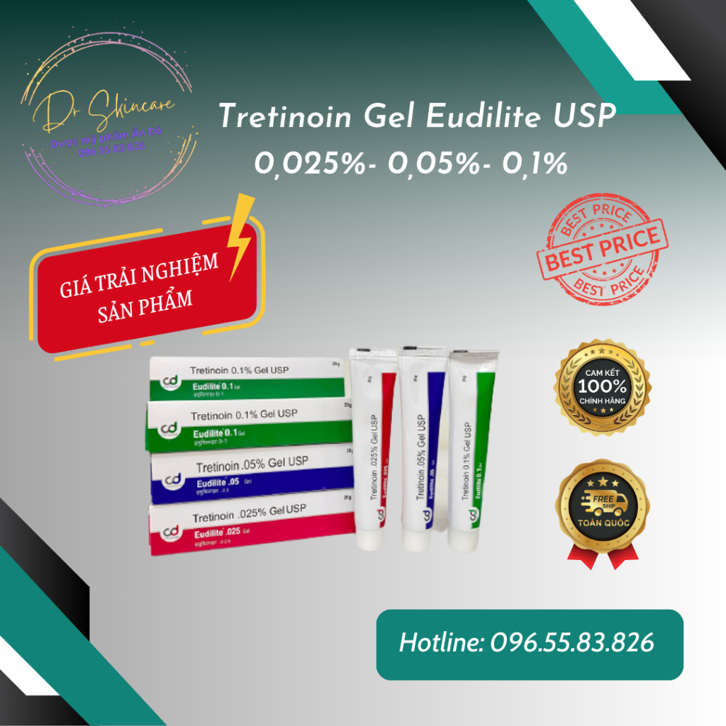 Gel giảm mụn, chống lão hóa - Tretinoin Eudilite gel 20g