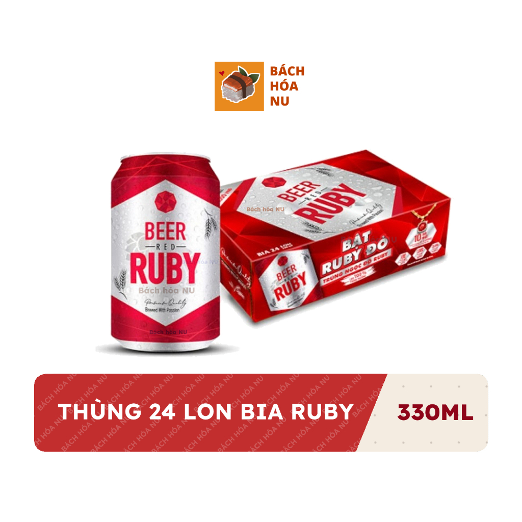 Thùng 24 lon bia Ruby đỏ 330ml