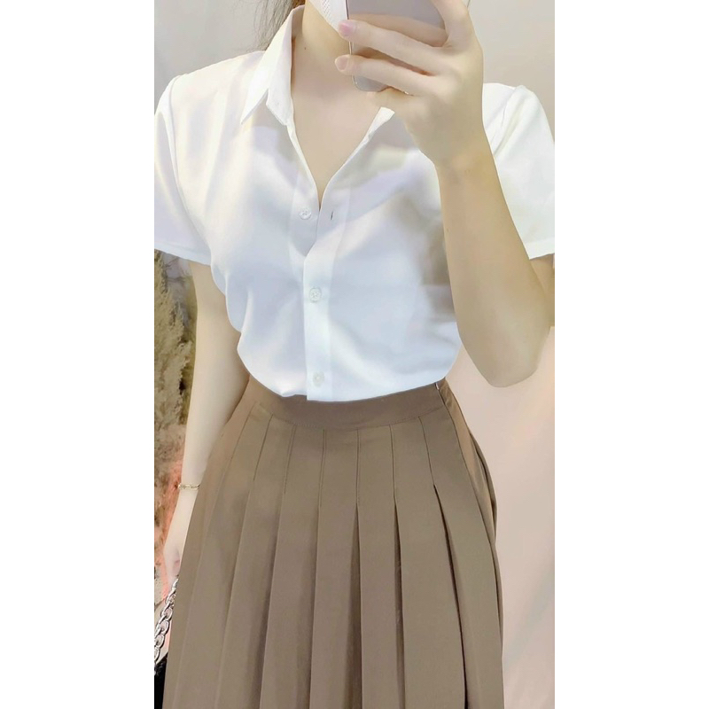 Áo sơ mi trắng tay ngắn , áo sơ mi nữ công sở