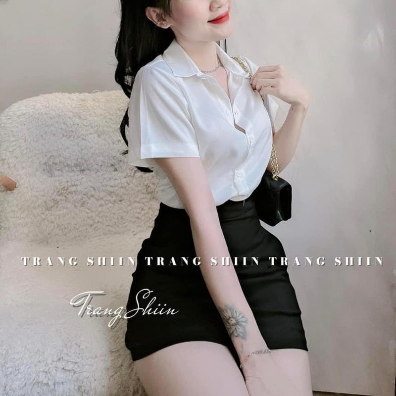 Áo sơ mi trắng tay ngắn , áo sơ mi nữ công sở