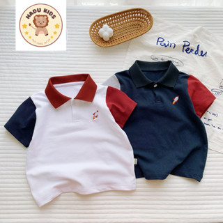 Áo polo bé trai, áo thun bé trai chất cá sấu cao cấp thêu TÊN L.ỬA  phối màu, đường may đẹp - HADU KIDS 11-27 kg