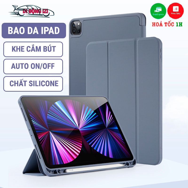 Bao Da Thông Minh Cho iPad Pro 11/12.9 (2018/20/21/22), Air 1/2/3/4/5, Mini 4/5/6, Gen 7/8/9/10 Case Có Khay Đựng Bút