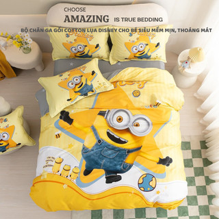 Bộ 4 món Vỏ Chăn, ga và 2 vỏ gối Cotton DISNEY cho bé cao cấp chất liệu cotton lụa 100%