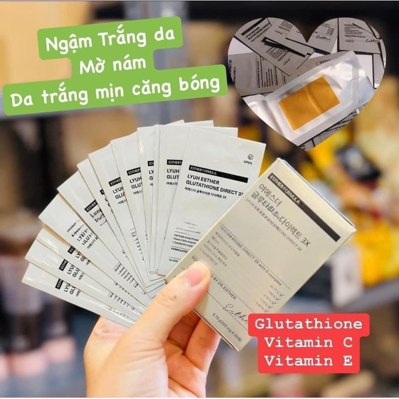 Film ngậm siêu trắng da DR ESTHER formula Glutathione Direct Film 3X Hàn Quốc hộp 30 miếng