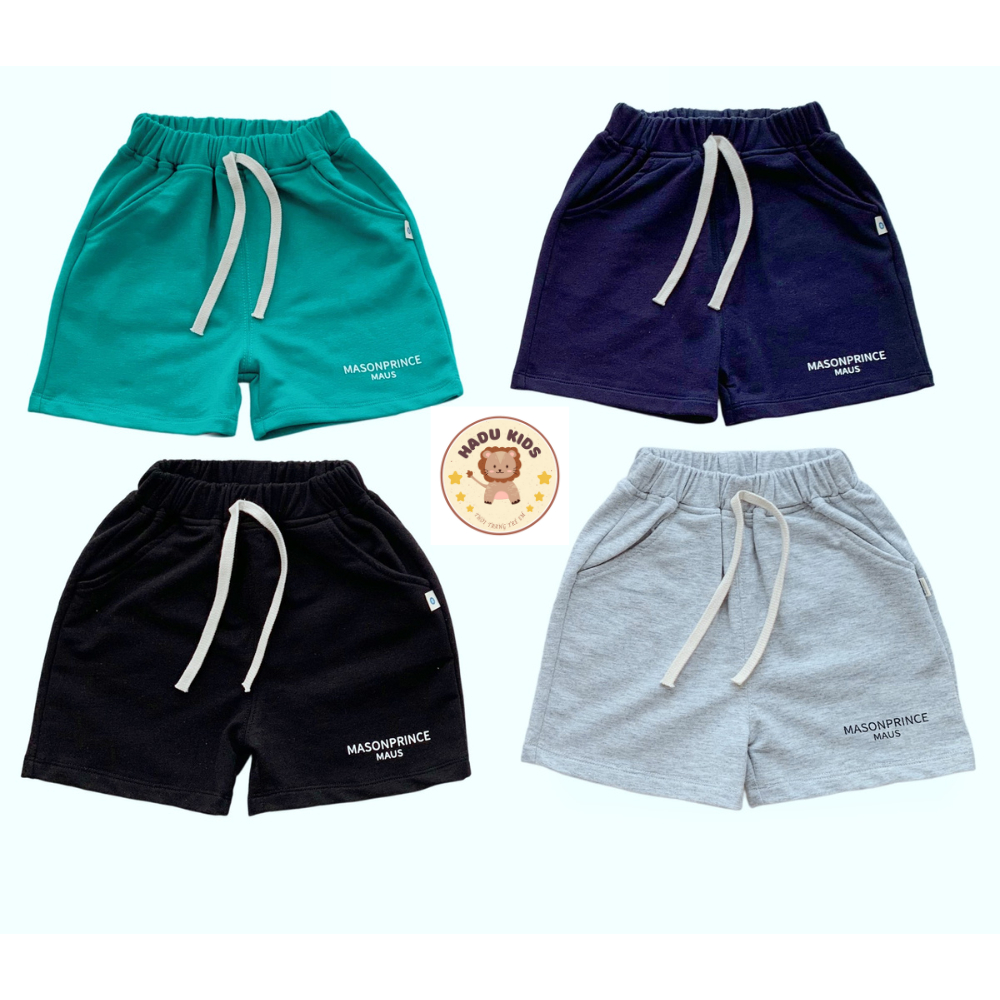Quần đùi bé trai, quần đùi cho bé chất cotton da cá in chữ MASON mềm mịn, đường may xịn sò - HADU KIDS 11-27kg