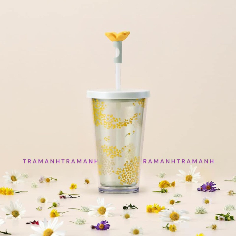 STARBUCKS LY COLD CUP 16OZ (473ML) BIG FLOWER PURPLE WHITE