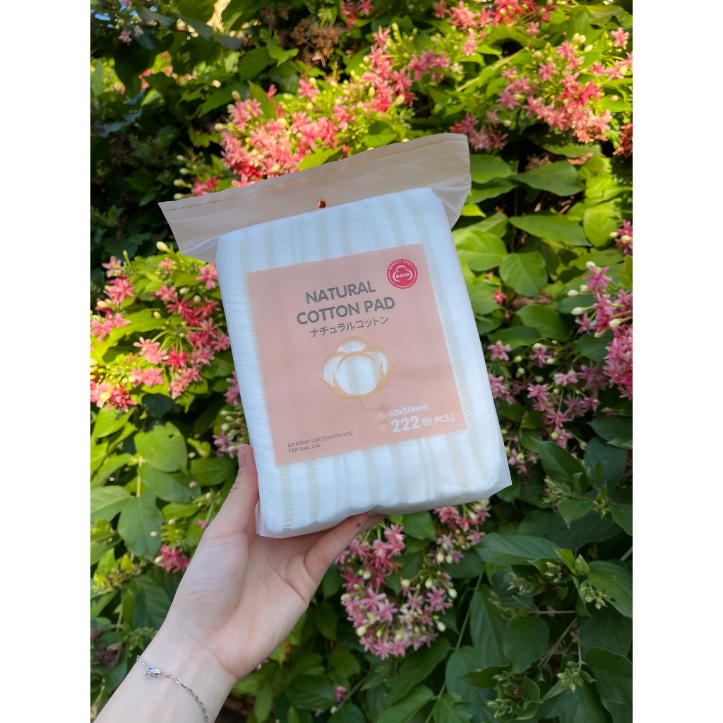 Bông tẩy trang 222 miếng NATURAL COTTON PAD siêu mịn dày VOV.STORE