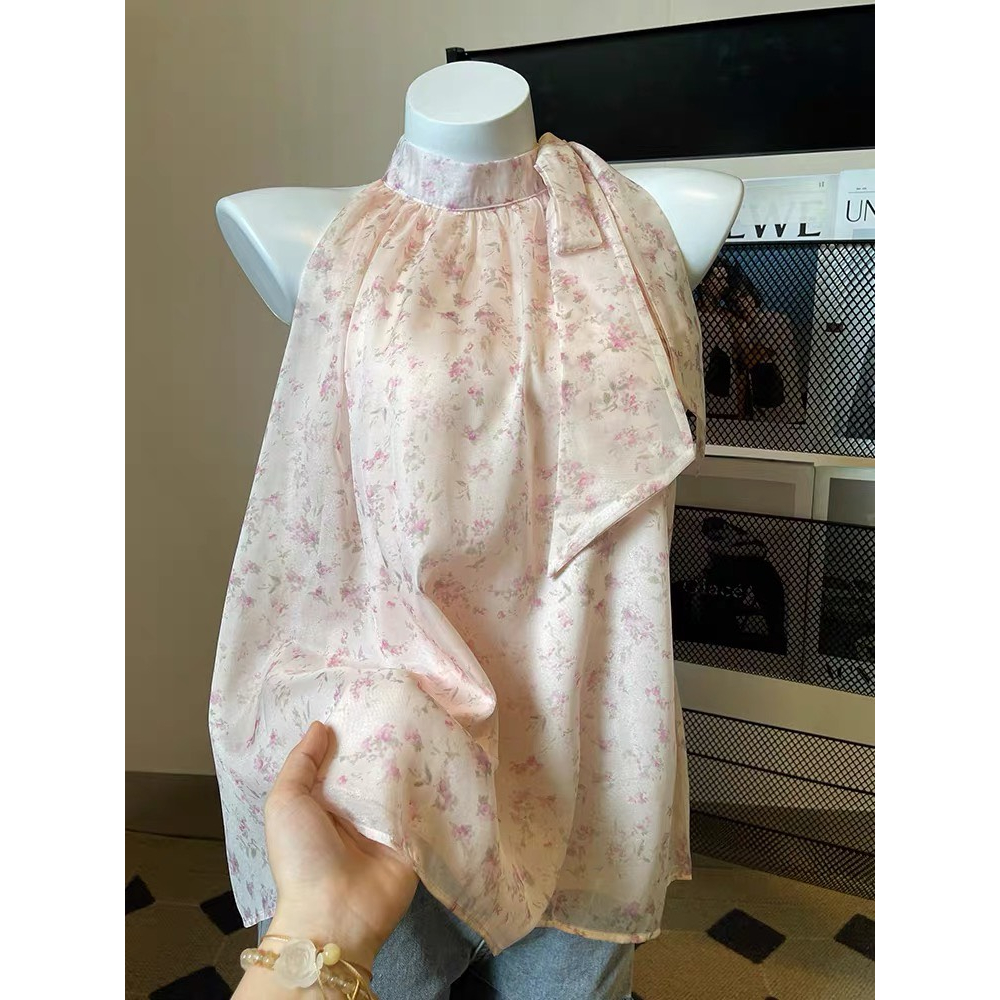 Set áo yếm hoa nhí váy dài trơn màu hồng nhẹ nhàng mùa hè phong cách Pháp Retro Vintage Taobao | BigBuy360 - bigbuy360.vn