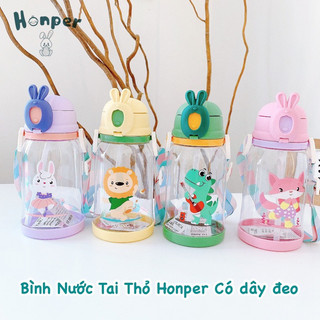 Bình tập uống nước tai thỏ Honper 600ml có dây đeo