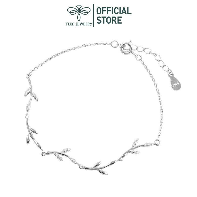 Lắc tay bạc nữ TLEE, lắc tay dải lá thanh mảnh nữ tính TleeJewelry