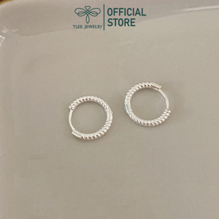 Khuyên tai bạc nữ TLEE, bông tai tròn viền xoắn dày cá tính TLEE JEWELRY B0403