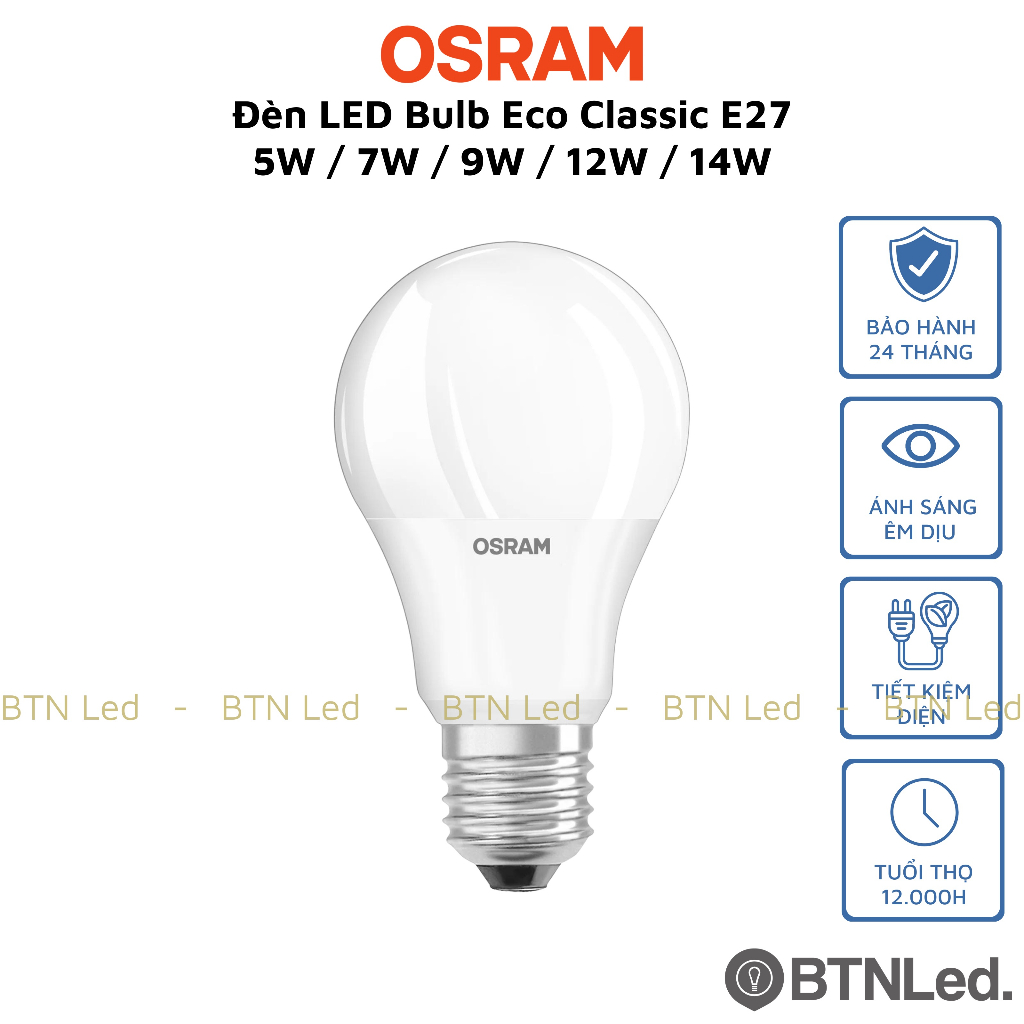 Bóng đèn OSRAM LED Bulb ECO CLASSIC A E27 - [HÀNG CHÍNH HÃNG] - Tiết kiệm điện, ánh sáng êm dịu