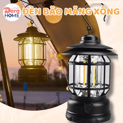 Đèn bão măng xông, đèn led tích điện, đèn cắm trại sạc pin nhỏ gọn dã ngoại, đèn bão tích điện tiết kiệm điện