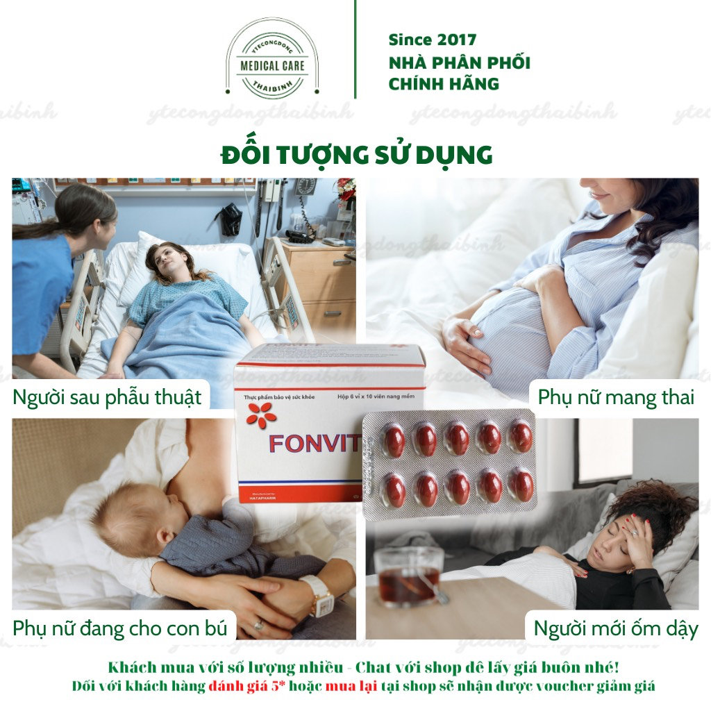 Sắt viên FONVIT - F viên sắt bổ máu bổ sung sắt cải thiện tình trạng thiếu máu không nóng không táo bón Hộp 60 viên