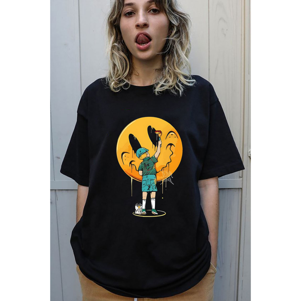 Áo thun nam nữ mặt cười d.rew house cực chất trẻ trung năng động form rộng chất vải cotton co giãn thoáng mát