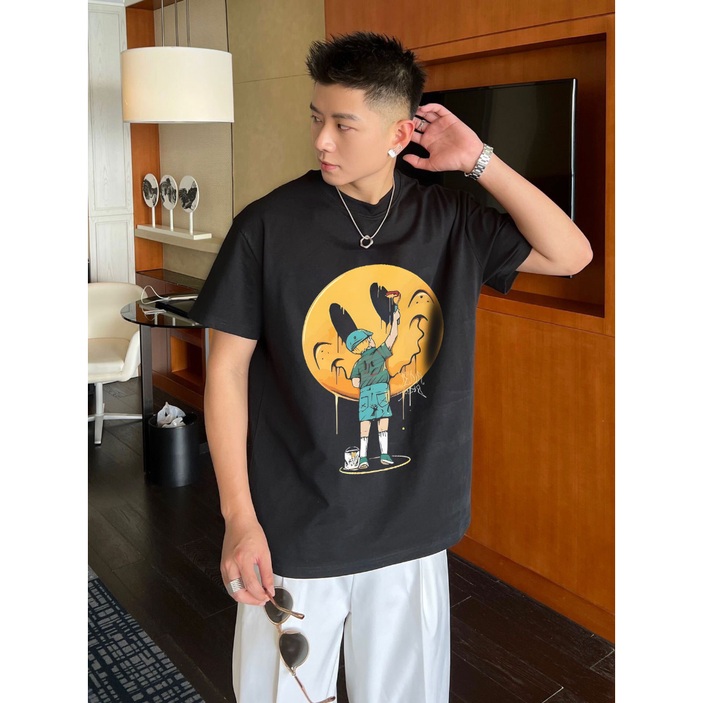 Áo thun nam nữ mặt cười d.rew house cực chất trẻ trung năng động form rộng chất vải cotton co giãn thoáng mát