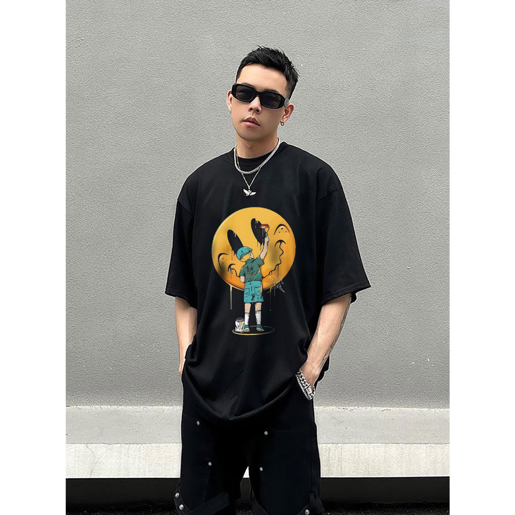 Áo thun nam nữ mặt cười d.rew house cực chất trẻ trung năng động form rộng chất vải cotton co giãn thoáng mát