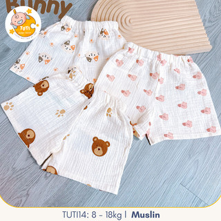 Quần Đùi Chất Vải Xô Muslin Thóang Mát, Quần Xô Bunny Tuti TuTi Baby Cho Bé Từ 6-24 Tháng Tuổi TUTI14