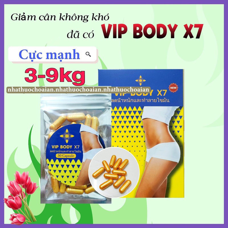 Giảm cân Vip Body Thái Lan Liệu trinh 30 viên+ tặng  kem 50v detox  Nhật