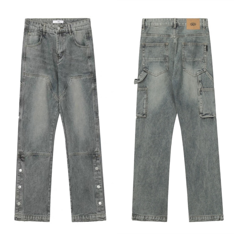 Quần Jean Retro Wash ống suông nam siêu dày dặn HOT 706