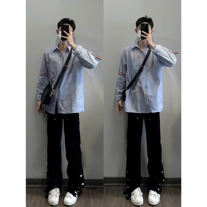 Quần Jean Khuy đen retro Nam Nữ Siêu dày dặn 705