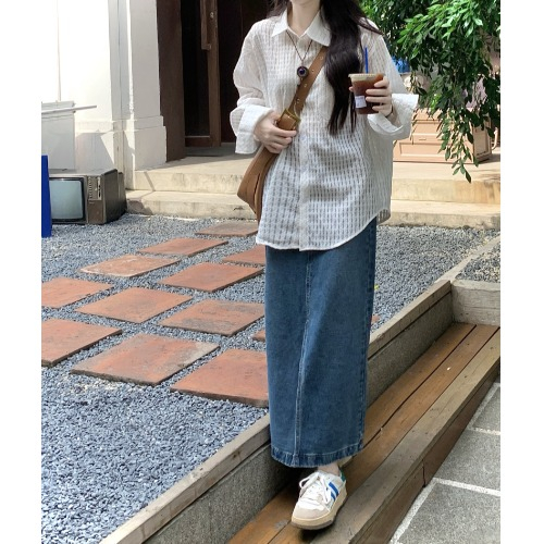 Áo sơ mi nữ tay dài dễ thương dành cho nữ, áo sơ mi trắng dáng dài phong cách Hàn Quốc··