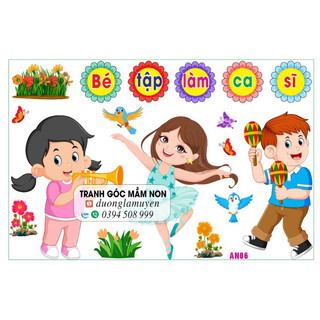 Tranh decal mầm non- góc âm nhạc- âm nhạc với trẻ thơ
