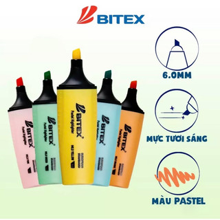 Bút dạ quang Bitex HL05 màu Pastel nhiều màu