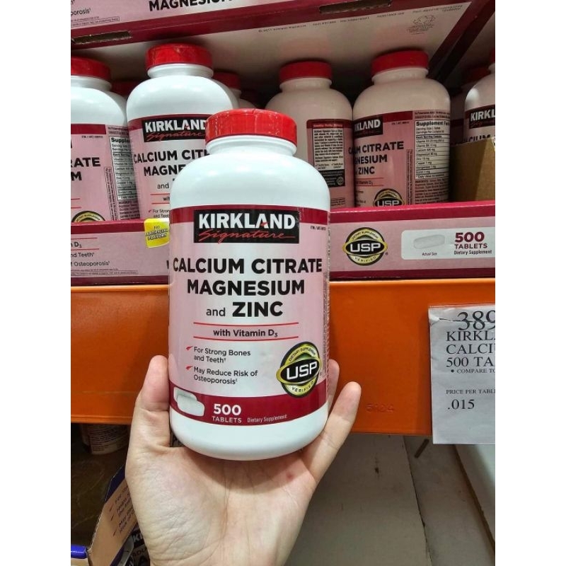 Calcium citrate zinc kirkland canxi zinc500 viên mỹ